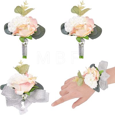 CHGCRAFT 4pcs 2 Style Silk Ribbon Wrist Corsage AJEW-CA0002-74-1