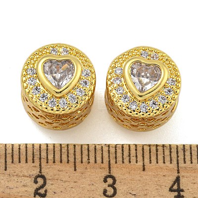 Rack Plating Brass Micro Pave Cubic Zirconia Beads KK-I718-46G-1