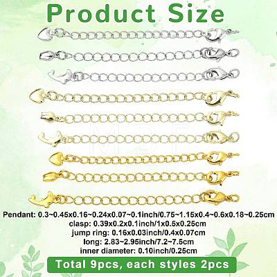 18Pcs 9 Styles Brass Chain Extender KK-FS0002-09-1