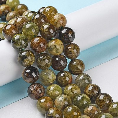 Natural Green Garnet Beads Strands G-Z034-B14-03-1