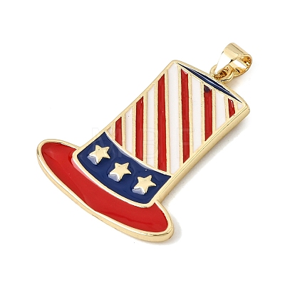 Independence Day Brass Enamel Pendants KK-CBAA41C-16D-G-1