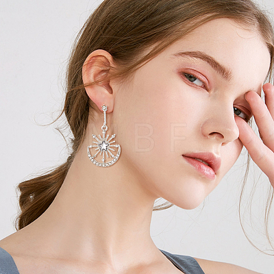 3 Pairs 3 Colors Crystal Rhinstone Sun with Moon Dangle Stud Earrings EJEW-AN0001-72-1