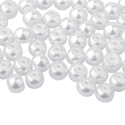 4mm Tiny Satin Luster White Glass Pearl Round Beads for Jewelry Making HY-PH0002-01-B-1