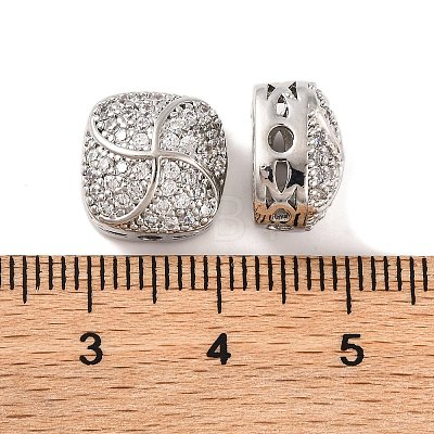 Brass Micro Pave Clear Cubic Zirconia Beads KK-S389-25P-1