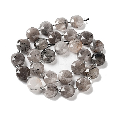 Natural Black Rutilated Quartz Beads Strands G-NH0004-027-1