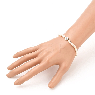 Natural Pearl Beads Stretch Bracelets BJEW-JB05539-03-1