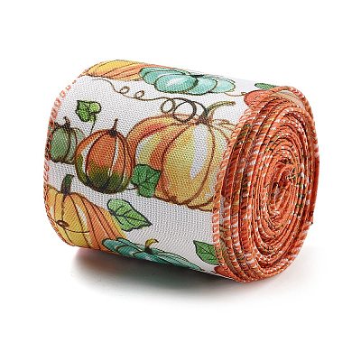 5 Yards Thanksgiving Day Printed Polyester Wired Ribbon OCOR-K009-01A-1