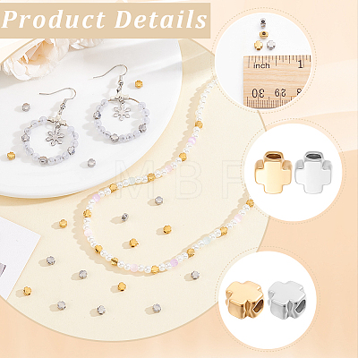 40Pcs 2Colors 304 Stainless Steel Beads STAS-BBC0011-15-1