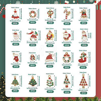 40Pcs 20 Styles Christmas Alloy Enamel Pendants ENAM-TA0001-55-1