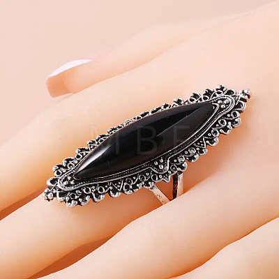 Horse Eye Alloy with Resin Finger Rings FS-WG13A66-04-1