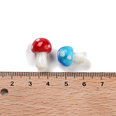 Mushroom Handmade Lampwork Beads Strands X-LAMP-R116-03-1