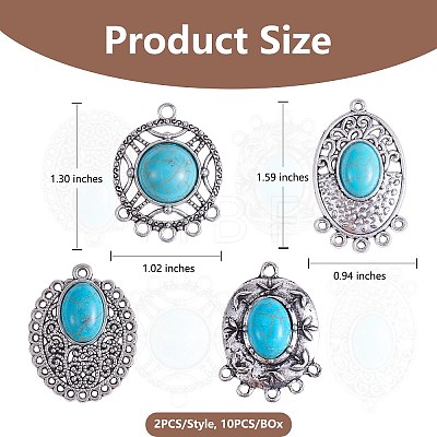 10pcs Turquoise+alloy pendant Vintage alloy earring head diy handmade material(5 styles) JX575A-1