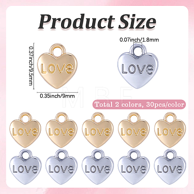 60Pcs 2 Colors Valentine's Day Rack Plating Alloy Pendants FIND-SC0022-81-1