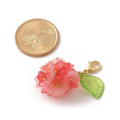 Flower Glass Pendant Decoration HJEW-TA00286-02-1