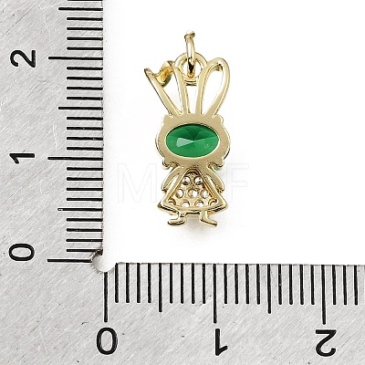 Brass Micro Pave Green Cubic Zirconia Charms CU-L001-18G-12-1