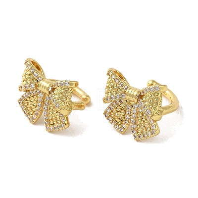 Rack Plating Brass Micro Pave Cubic Zirconia Cuff Earrings EJEW-R162-22G-1