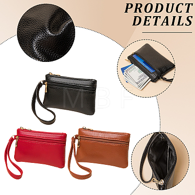 3Pcs 3 Colors Double Layer PU Imitation Leather Zipper Wallets AJEW-CL0005-46-1
