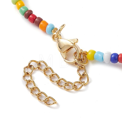 Flower Imitation Pearl Glass Seed & Acrylic Beaded Necklaces NJEW-JN04676-1
