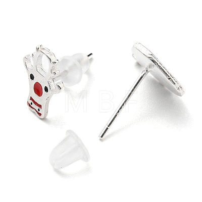 Christmas Theme Brass Asymmetrical Earrings EJEW-D062-01B-S-1