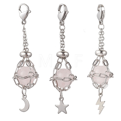 3Pcs 304 Stainless Steel Macrame Pouch Empty Stone Holder Pendant Decorations HJEW-JM04380-02-1