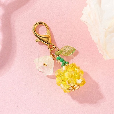 Fruit & Flowers Glass Seed Beads Pendant Decorations HJEW-MZ00407-1
