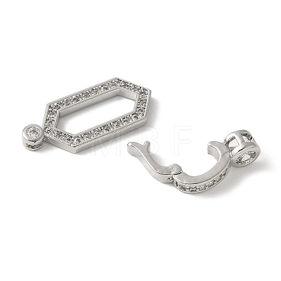 Brass Pave Clear Cubic Zirconia Fold Over Clasps KK-M320-26P-1