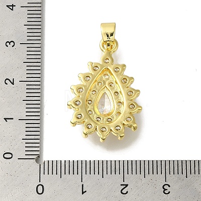 Rack Plating Brass Micro Pave Cubic Zirconia Pendant KK-H485-39G-01-1