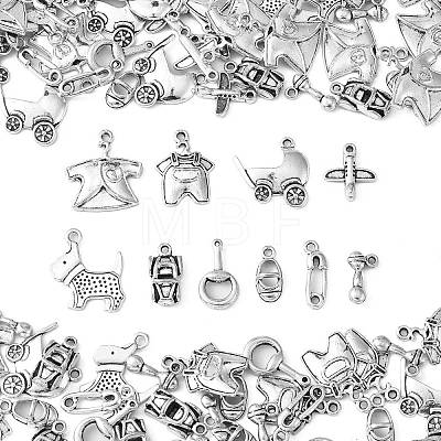 100Pcs 10 Styles Tibetan Style Alloy Charms TIBEP-CJ0002-65-1