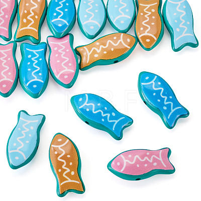 16Pcs 4 Colors Fish Spray Painted Alloy Enamel Beads FIND-TA0010-36-1