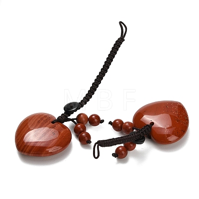 Heart Natural Red Jasper Pendant Decorations G-K353-07D-1