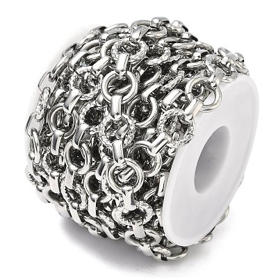 304 Stainless Steel Textured Ring Link Chains CHS-K023-11A-P-1