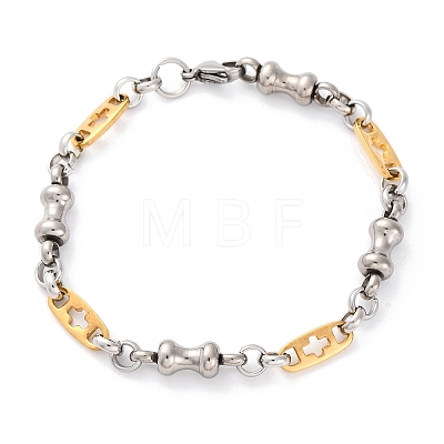 201 Stainless Steel Byzantine Chain Bracelets BJEW-B078-170GP-1