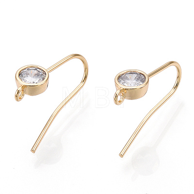 Brass Micro Cubic Zirconia Earring Hooks KK-N231-05A-NF-1