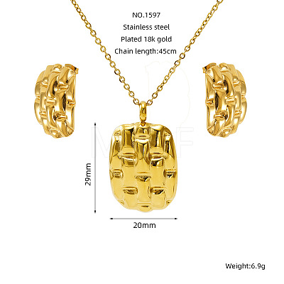 304 Stainless Steel Pendant Necklaces & Stud Earrings FS-WG14082-13-1
