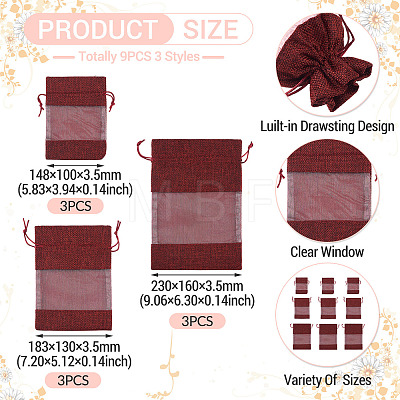 9Pcs 3 Styles Cotton Packing Pouches OP-TA0001-18B-1