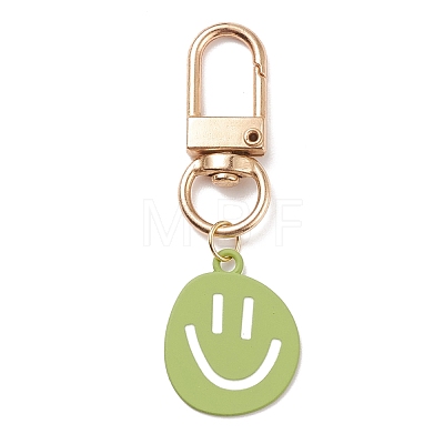 Spray Painted Alloy Smiling Face Pendant Decorations HJEW-JM00662-1