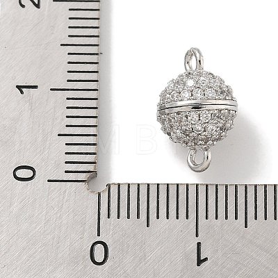 Brass Micro Pave Clear Cubic Zirconia Magnetic Clasps KK-P284-01A-P-1