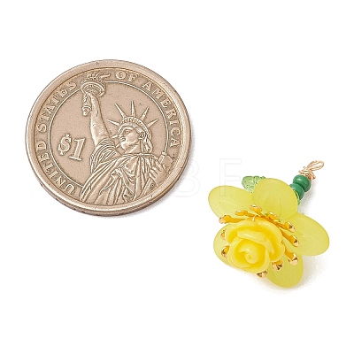 7Pcs Glass Seed Beaded Rose Flower Pendants PALLOY-MZ01231-1