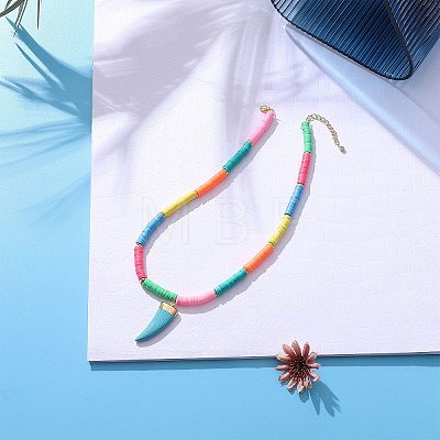 Handmade Polymer Clay Heishi Beads Pendant Necklaces X1-NJEW-JN02816-1