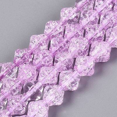 Transparent Crackle Glass Beads Strands GLAA-Q115-04A-08-1
