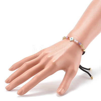 Adjustable Cubic Zirconia Beads Nylon Thread Slider Bracelets BJEW-JB06366-04-1