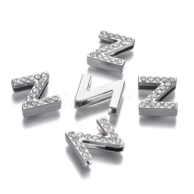 Alloy Letter Slide Charms RB-F034-01Z-P-RS-1