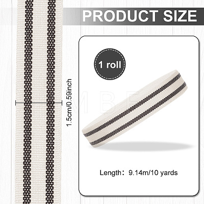Cotton Stripe Pattern Ribbon OCOR-WH0078-550A-1