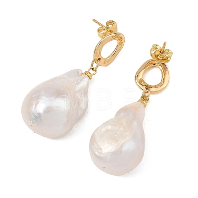 Natural Baroque Pearl Keshi Pearl Dangle Earrings EJEW-JE07499-1
