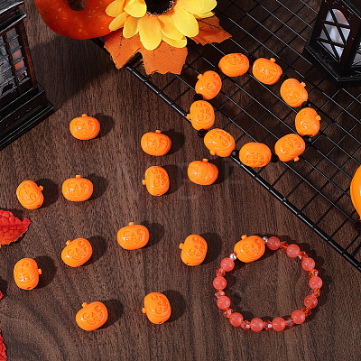 60Pcs Halloween Opaque Resin Beads RESI-SC0036-67-1
