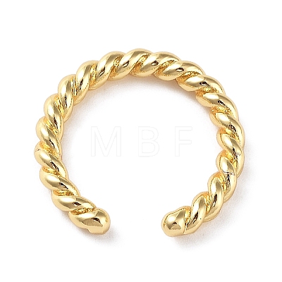 Rack Plating Brass Twist Rope Shape Open Cuff Rings for Women X-RJEW-Q777-01G-1