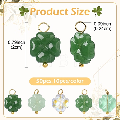 50Pcs 5 Style Glass Pendants PALLOY-YW00141-1