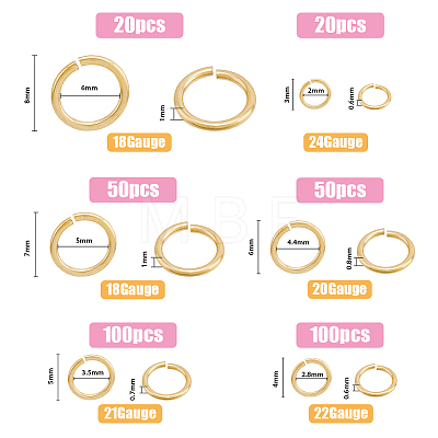 340Pcs 6 Sizes Brass Open Jump Rings KK-FH0005-39-1