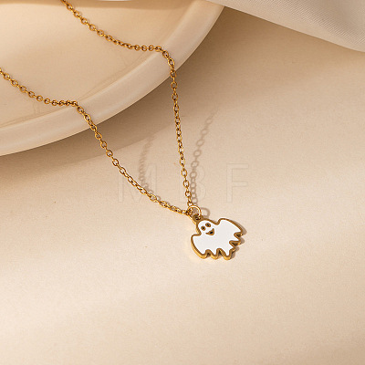 Halloween 304 Stainless Steel Enamel Pendant Necklaces for Women FS-WGABD3E-08-1