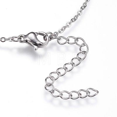 304 Stainless Steel Initial Pendant Necklaces NJEW-P151-S-P-1